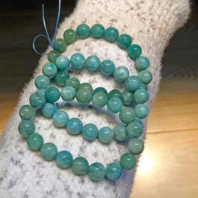 China 6 8 10 12mm Natural Gems Bracelet Eco-Friendly Crystal Beaded Bracelet Stretched Beaded Amazonite Energy Bracelet for sale