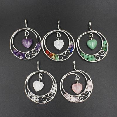 China Eco-friendly Natural Healing Tree of Life Amethyst Pendant Crystals 7 Chakra Pendulum Necklace Divination For Ornament for sale