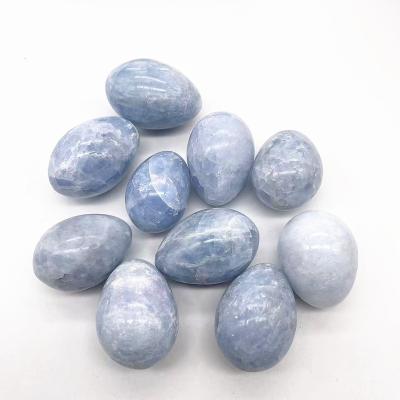 China China Natural Stone Crystal Therapy Reiki Celestine Polished Blue Egg for sale