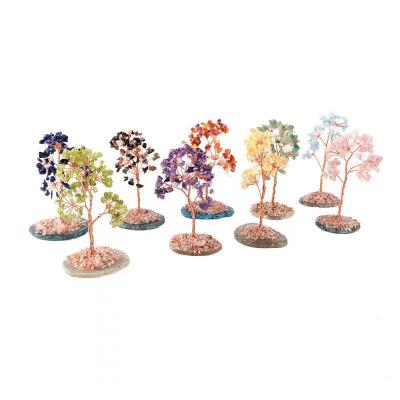 China Natural Creative Handcrafted Crystal Money Tree of Life Slices Bases Europe Agate Crafts Gravel Tree for Feng Shui Decorate for sale