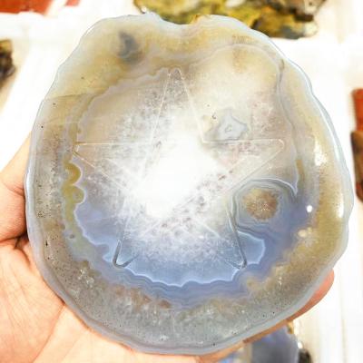 China Europe Natural Healing Agate Crystals Plate Reiki Agate Coaster Slices Agate Geode Slab Teacup Mat For Decorate for sale