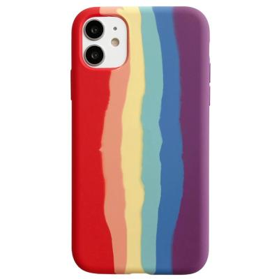 China Anti-fall Rainbow Case For iPhone 11 12 13 pro iPhone 6 Max Liquid Silicone Case For 7 8 P Max X Xr Xs for sale