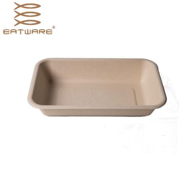 China 800ml Bagasse Disposable Biodegradable Pulp Dental Disposable Vegetable Tray for sale