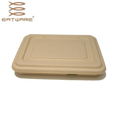 China Pulp 5 Compartment Biodegradable Bamboo Lunch Tray Lid for sale