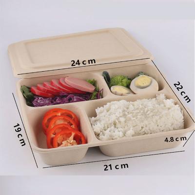 China Minimalist 1340ml 4 Compartment Amazon Lunch Box Biodegradable Takeout Paper Food Container Bento Box Food Storage Box for sale