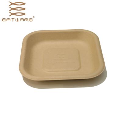 China Disposable Square 217ml Pulp Fiber Lunch Trays Biodegradable Bamboo Bamboo Plates Disposable Pizza Tray for sale