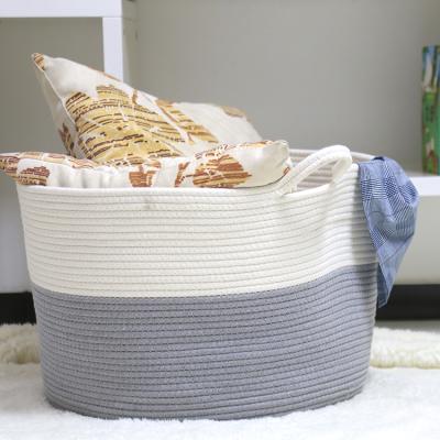 China Best price casual laundry basket laundry luxurty woven cotton rope basket for sale