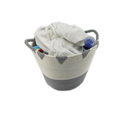 China Large Sustainable Cotton Rope Wholesale Price Laundry Basket Braided Dirty Clothes Storage Basket for sale