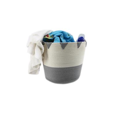 China Sustainable Supplier Price Cotton Rope Woven Basket Storage Stackable Basket For Laundry Hamper for sale