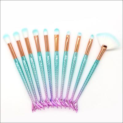 China Beauty Private Label 10pcs Soft Mermaid Make Up Brush Hot Multifunctional Makeup Brush Set Amazon Style Cosmetic Tools Customized for sale