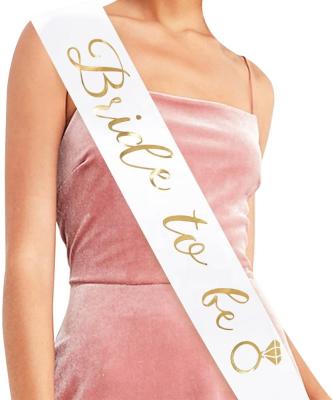 China Manufacturer Bridal Cheap Custom Shower Bride To Be Rose Gold Satin Bridal Shower Bride Sash Bachelorette To Be Hen Party Sash for sale