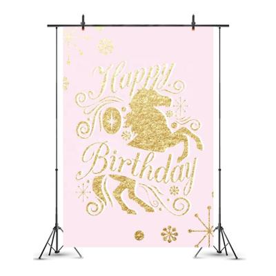 China Hot Sale Custom Pink Unicorn Photo Backdrop Amazon Plastic Vinyl Photography Backdrop Birthday Party Decoration Unicorn Party Wall Backdrops Unicorn for sale