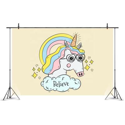 China Hot Selling Birthday Party Custom Amazon Unicorn Photography Backdrop Decoration for Unicorn Photo Backdrop Unicorn Birthday Party Supplies for sale