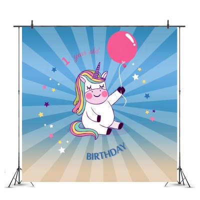 China Amazon Unicorn Party Supplies Girl Unicorn Happy Birthday Party Backdrop Party Wall Custom Themed Backdrop Birthday Party Decoration for sale