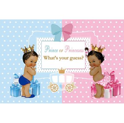 China Hot Selling Cute Prince or Princess Pink or Blue Gender Reveal Backdrop Photography Baby Shower Party Decoration Amazon Baby Shower Party Backdrop for sale