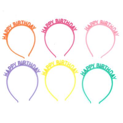 China Custom 6 Pcs Colorful Disposable Hairband HAPPY BIRTHDAY Hairband Custom Birthday Party Decorations for sale