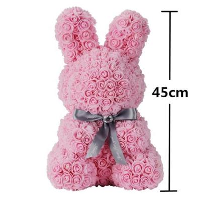 China Wedding Hot Sale Artificial Flower Rabbit PE Foam Rose Bunny Valentine Gift Mother's Day Gift Wedding Favors Gift for sale