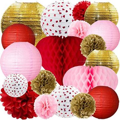 China Valentines Party Valentines Party Pom Poms For Weddings Birthdays Paper Lanterns and Tissue Paper Parties and Event Christmas Decoration Set for sale