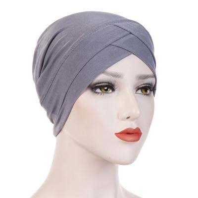 China Wholesale Muslim Hijab Elasticity Solid Inner Under Scarf Turban Cover Headwrap Hood Plain Hijabs Islamic Turbans For Women One Size for sale