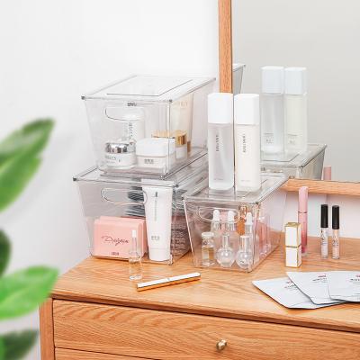 China Sustainable Makeup Organizer Plastic Dustproof Storage Bin PET Storage Container Box for sale