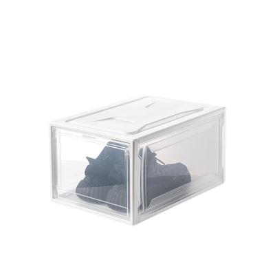 China Sustainable High Quality Eco-friendly Plastic Sneaker Storage Shoe Organizer Stackable Shoe Storage Box for sale