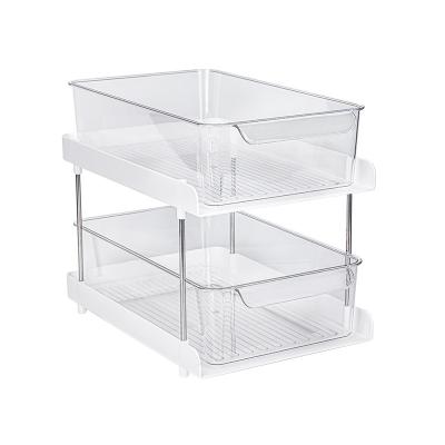 China Reusable Transparent Stackable PET Storage Box Organizer Bins Fridge Kitchen Reusable Container Drawer for sale