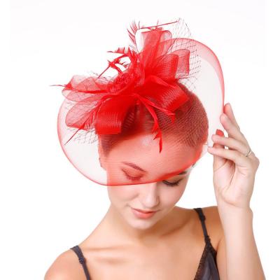 China 2021 Plush New Design Elegant Church For Party Day Fascinator Hats Hair Wedding Accessories Woman's Feather Hat for sale