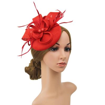 China 2021Church Plush For Party Day Fascinator Hats Wedding Hair Wedding Accessories Woman's Feather Hat for sale