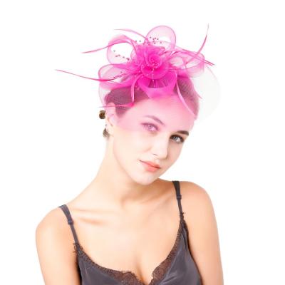 China 2021 new design striped elegant sinamay tea fascinator hats wedding hats for ladies for sale