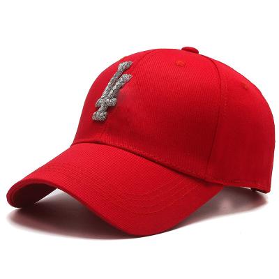 China 2021 COMMON LA Spring Student Sunshade Baseball Cap Trendy Letter Matching Diamond Hat for sale