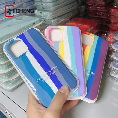 China Colorful Design Anti-drop Rainbow Silicone Cover Case For 11 11 pro 12 12 pro x max max xr xs with box packed for South America market for sale