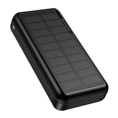 Cina High Capacity True Black Portable Phone Charger Fast Charging 20000mAh Solar Power Bank with Dual USB for Camping in vendita