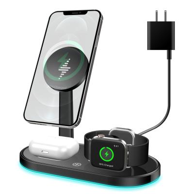 China Cheap Smart Watch Factory Smart Phone 3 in 1 Car Fast Wireless Charger with Holder Car Charger Stand à venda