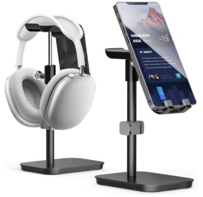 中国 Newest Adjustable Aluminum 3 in 1 Cable Holder Cell Phone Stand Earphone Stand for Desk Table 販売のため