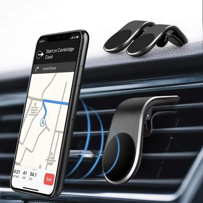 China PORTABLE Smart Phone Metal Magnet Holder Car Air Vent Clip L Type Phone 360 ​​Magnetic Mobile Holder for sale