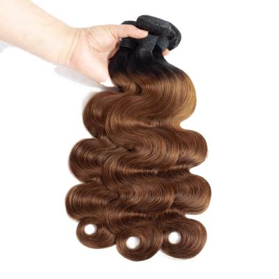 China Dark Brown Ombre Cuticle Hair LK Hair Body Wave Extension Thick Deep Root Water Wave Aligning Braid for sale