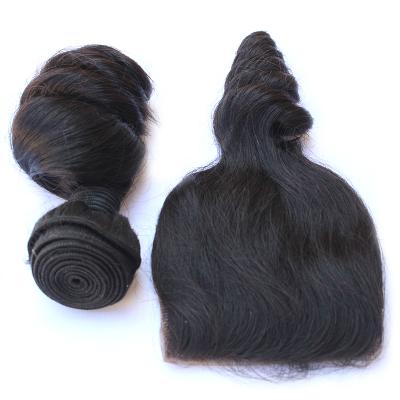 China Loose Wave LK 10A Type Peruvian Virgin Hair Can Be Dyed Chocolate Color Hair Braided 18 Inch Hair Tie Closure for sale