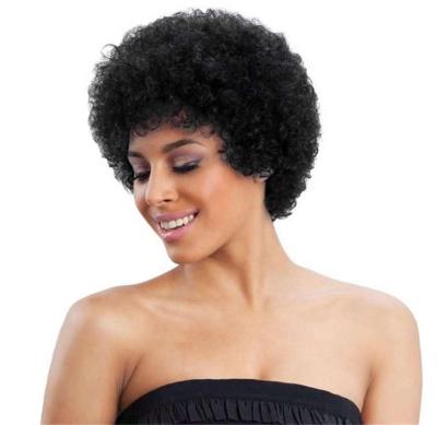 China Wholesale Hot Selling Good Thickness And Small Black Short Hair LK Hair Products Afro Hair Weave Chinese Curly Hair Wigs For Black Women for sale