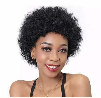 China Good Thickness And Small Short Hair LK Cheap Wig Elf Cut Bleached Curly Hair Knot HD Brazilian Black Women's Short Wig Half Lace Hair Wig for sale