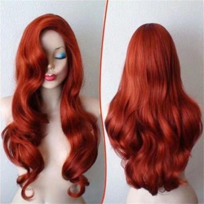 China Body Wave LK Vitality Wine Red Wig Long Curly Hair Female Wavy High Temperature Resistant Synthetic Hair Centered Daily Party Wig for sale