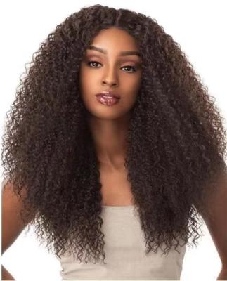 China LK Curly High Density Curly Brown Deep Curly None Synthetic Long Hair Lace Wig Ladies Cosplay Supplier Daily Heat Resistant Party Gift for sale