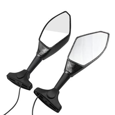 China ABS High Quality ABS black  Motorcycle led mirrors with turn signal light side rear view mirror for sale