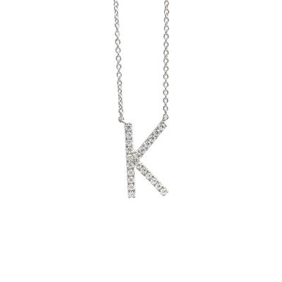 China FASHIONABLE HOT English Silver Alphabet Personalized Initial Letter K 925 Necklace for sale