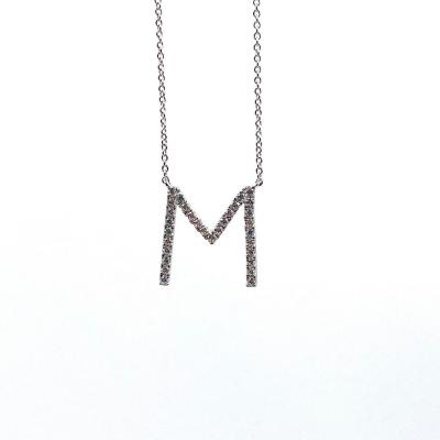 China FASHIONABLE HOT English Silver Alphabet Personalized Initial Letter M 925 Necklace for sale