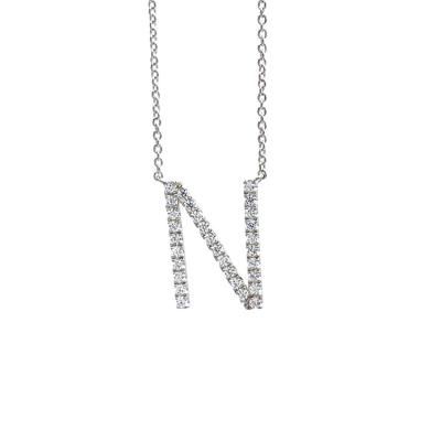 China FASHIONABLE HOT English Silver Alphabet Personalized Initial Letter N 925 Necklace for sale