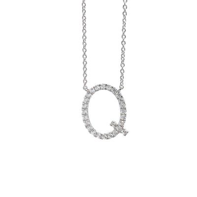 China FASHIONABLE HOT English Silver Alphabet Personalized Initial Letter Q 925 Necklace for sale