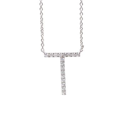 China FASHIONABLE HOT English Silver Alphabet Personalized Initial Letter T 925 Necklace for sale