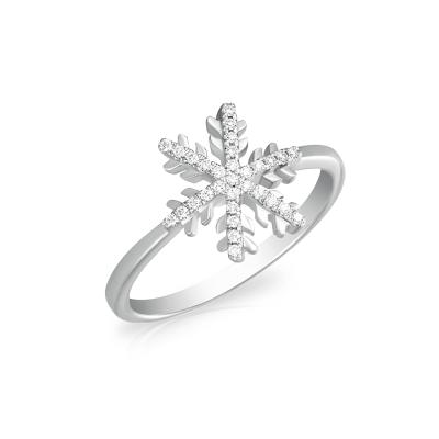 China Stylish And Adorable Cute Snowflake Diamond Fashion 18K Gold Ring for sale