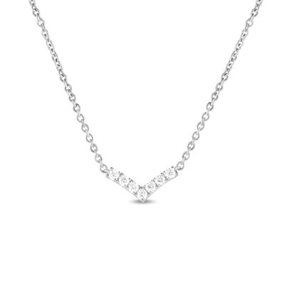 China Best Selling Classic Must-Have V-Shape Diamond Trendy 18K Gold Small Necklace for sale