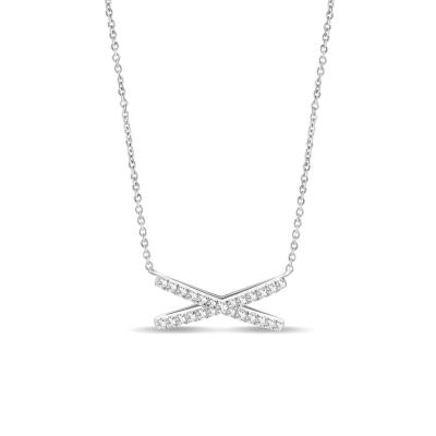 China Best Selling Modern X Shape Diamond 18K Gold Necklace Fashion Trendy Jewelry for sale